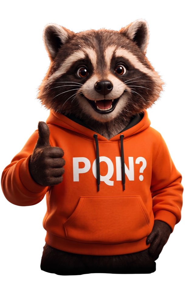 Kid, o mascote da PQN, fazendo joinha